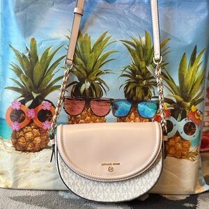 Michael Kors Pink and White Crossbody Bag
